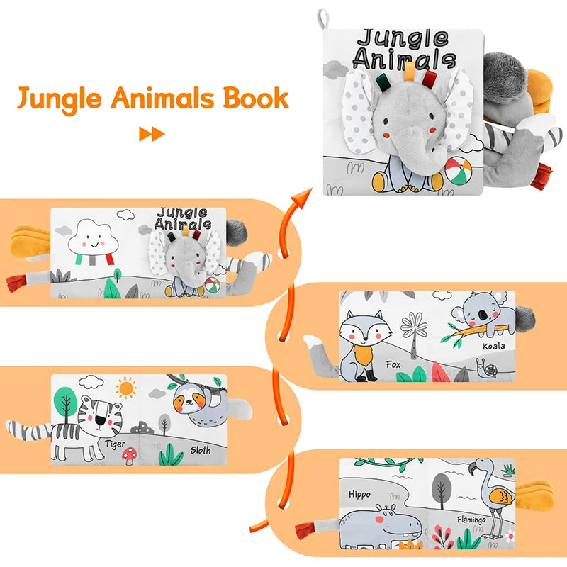 Livro de Pano Sensorial 3D para Bebês em inglês