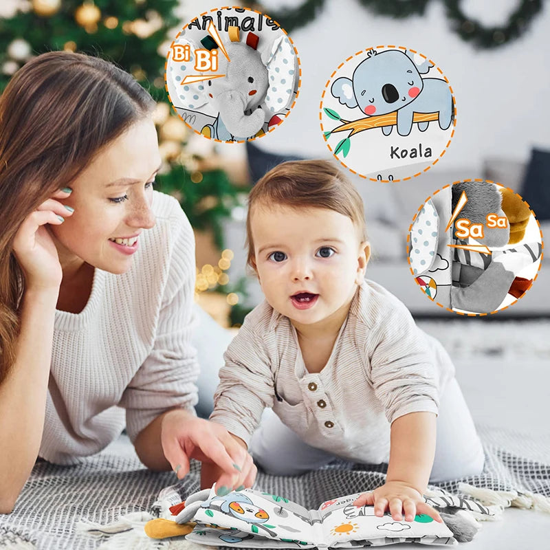 Livro de Pano Sensorial 3D para Bebês em inglês